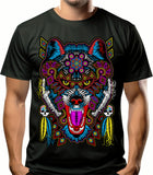 XXL Lobo playera Moda Impresa Hilo Bordado
