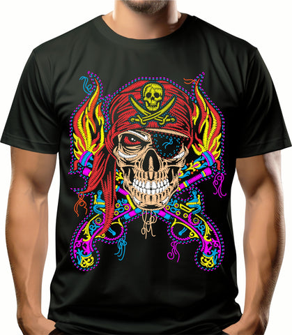 Calavera Pirata Camiseta fluorescente Kutusos