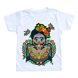 Frida Camiseta Niño blanca Impresa Técnica Hilo Bord Kutusos Kids