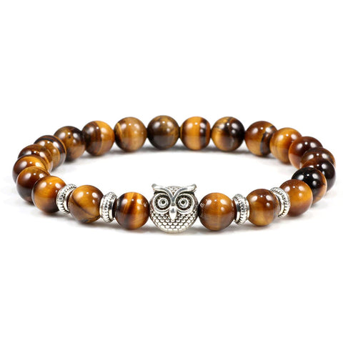 pulsera moda búho tecolote ojo de tigre ajustable